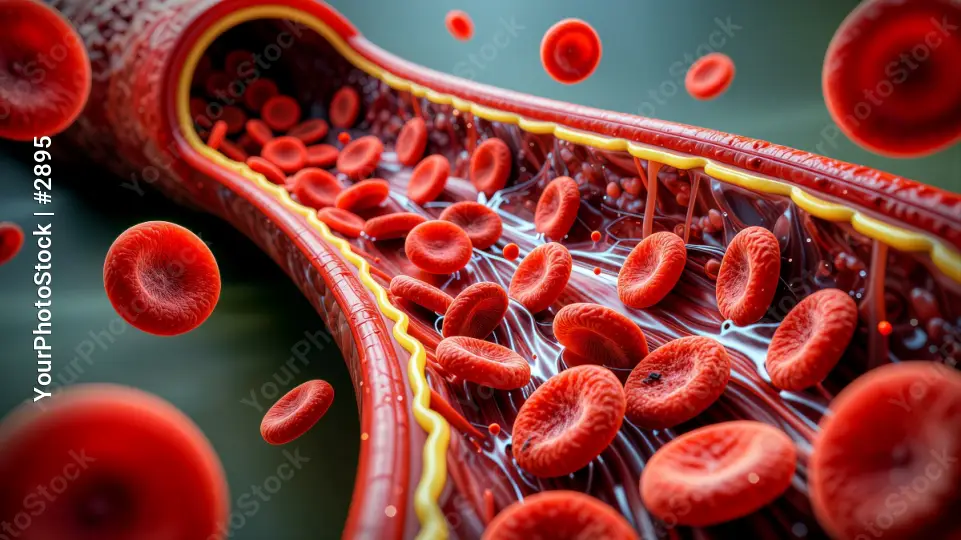 Microscopic View of Blood Cells and Red Blood Cells in Motion
