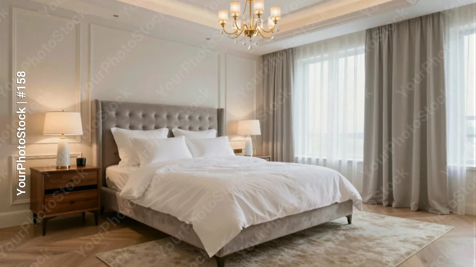 Luxurious King-Sized Bedroom luxury bedroom gray headboard