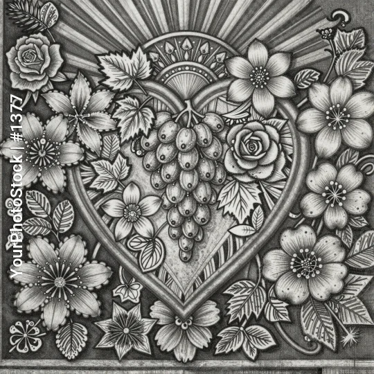 Heart Shape Design with Flowers and Leaves roses