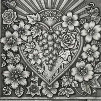 Heart Shape Design with Flowers and Leaves roses