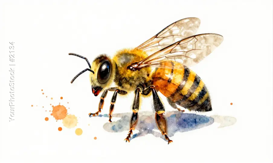 Watercolor Bee Illustration playful whimsical