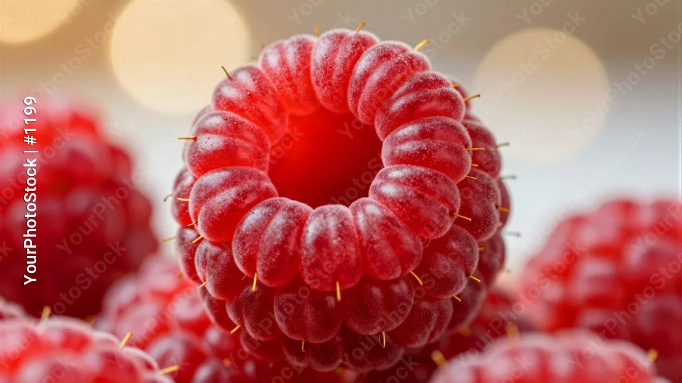Ripe Red Raspberry Close-Up juicy food fruit table