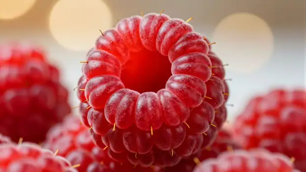 Ripe Red Raspberry Close-Up juicy food fruit table