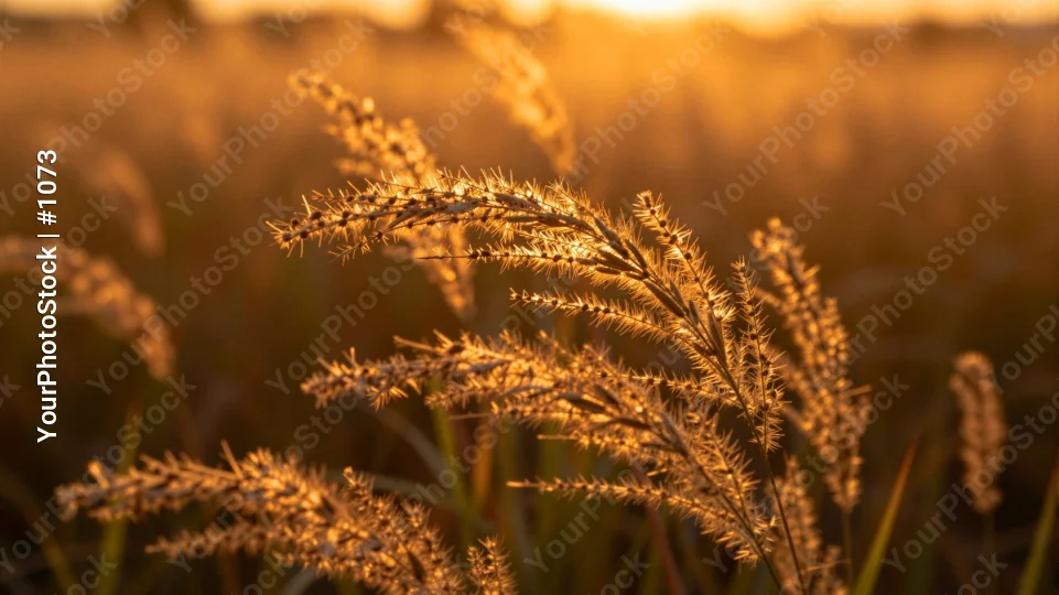 Golden Brown Grass Swaying at Sunset wind glow