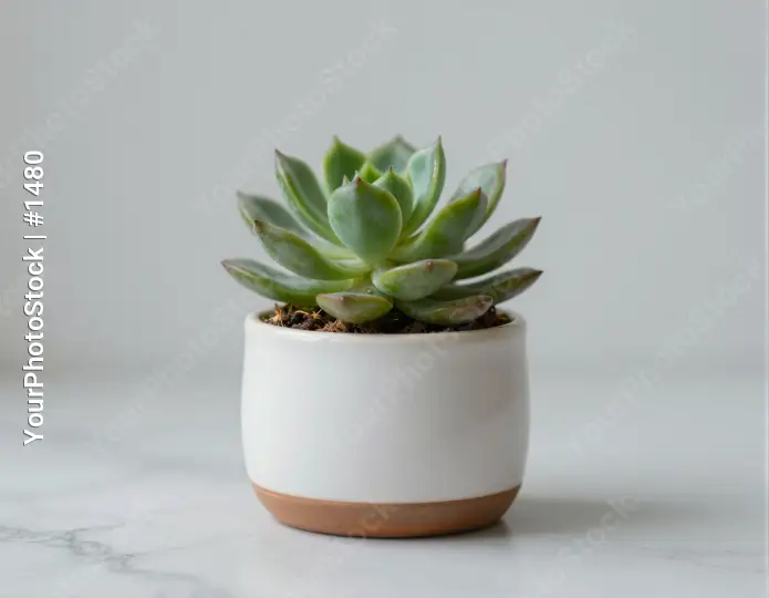 Modern White Succulent in Ceramic Pot marble minimalistic