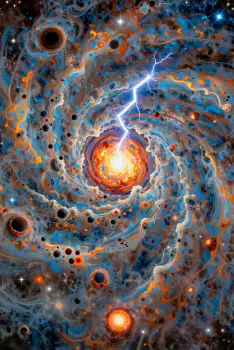 Spiral Galaxy Abstract Digital Art Lightning Bolt