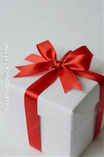 Elegant Red Ribbon on White Gift Box elegant bow