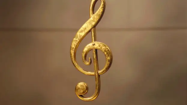 Luxurious Gold Treble Clef Close-Up music symbol