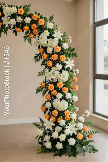 Floral Arrangement in Room with Window white roses