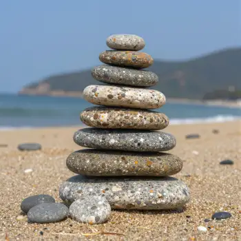 Stack of Pebbles on Sandy Beach pyramid stones