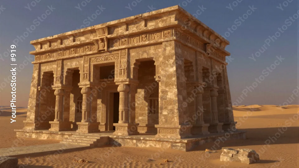 Ancient Temple in Desert stone carvings intricate