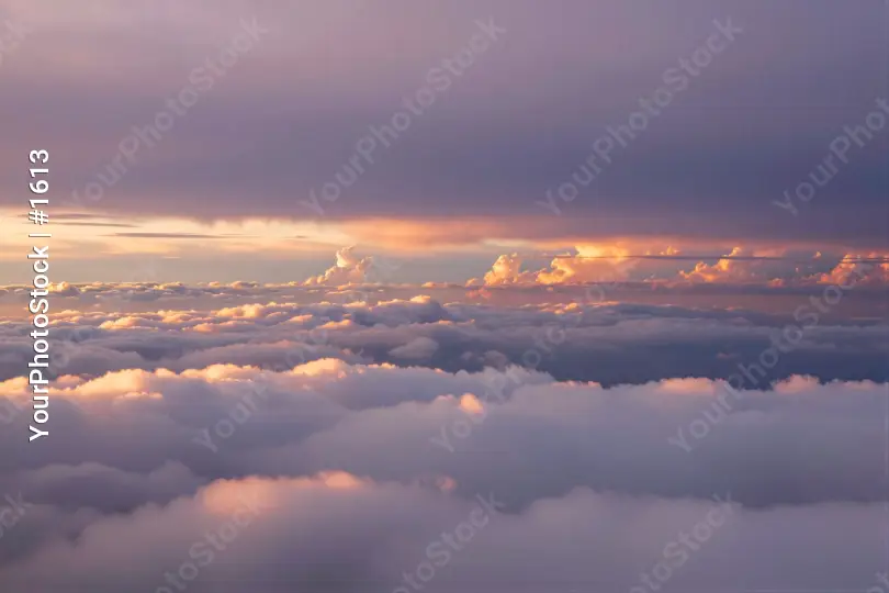 Vast Sky with Fluffy Clouds at Sunset aerial view