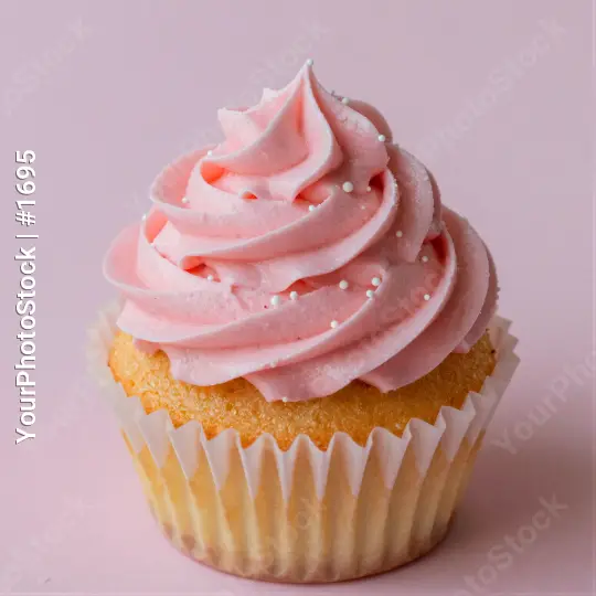 Pink Cupcake with Swirl Frosting and Sprinkles