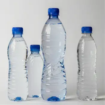 Four Plastic Water Bottles Arranged on White Background
