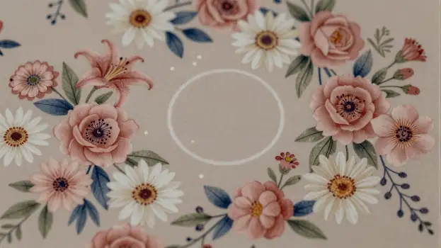 Symmetrical Floral Design with Pink, White, Blue Flowers