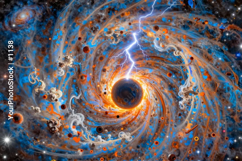 Black Hole Vortex Abstract Digital Art orange
