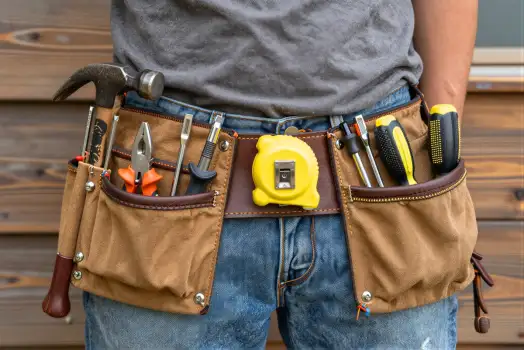 Construction Worker with Tool Belt tools hammer