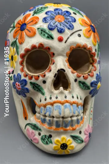 Colorful Ceramic Skull Design for Day of the Dead Mexico