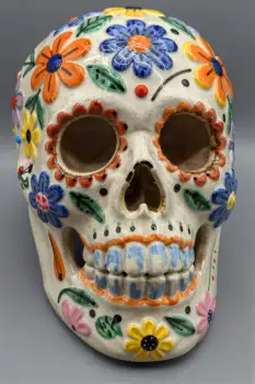 Colorful Ceramic Skull Design for Day of the Dead Mexico