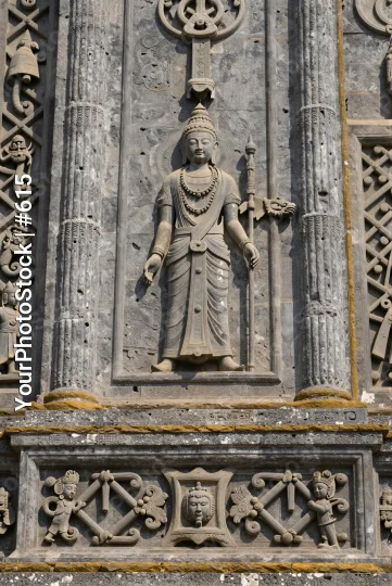 Hindu Deity Lakshmi Stone Carving Close-Up meditative