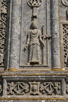 Hindu Deity Lakshmi Stone Carving Close-Up meditative