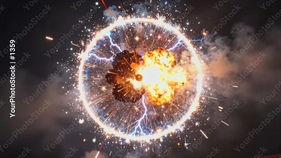 Explosion Fire Close-Up flames sparks bright orange