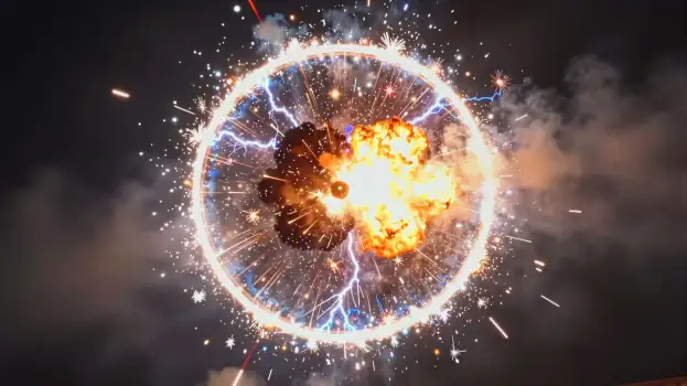 Explosion Fire Close-Up flames sparks bright orange