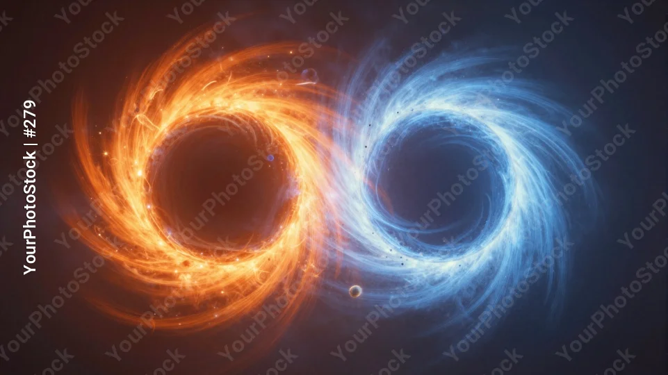 Two Black Holes in Spiral Pattern abstract galaxy