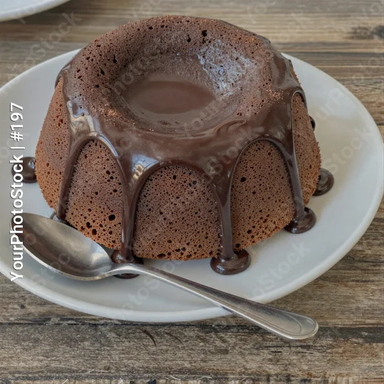 Chocolate Bundt Cake on Plate ganache drizzle