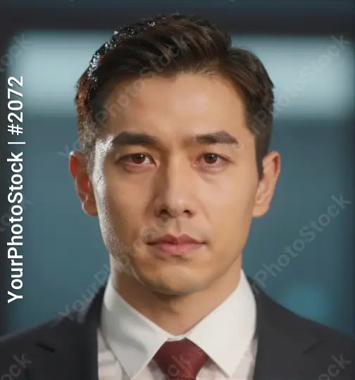 Professional Man in Slicked-Back Hair Looking Directly at Camera business