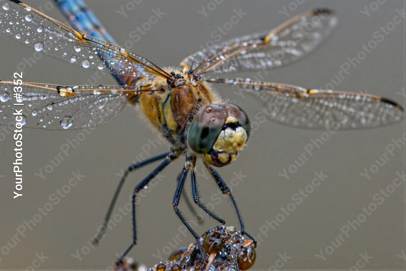 Dragonfly Resting on Twig natural setting close-up