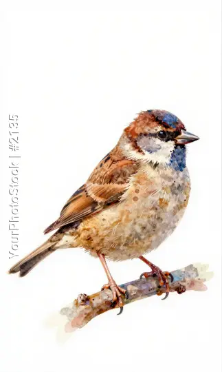 Sparrow Perched on Thin Branch bird nature wildlife