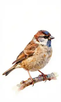 Sparrow Perched on Thin Branch bird nature wildlife
