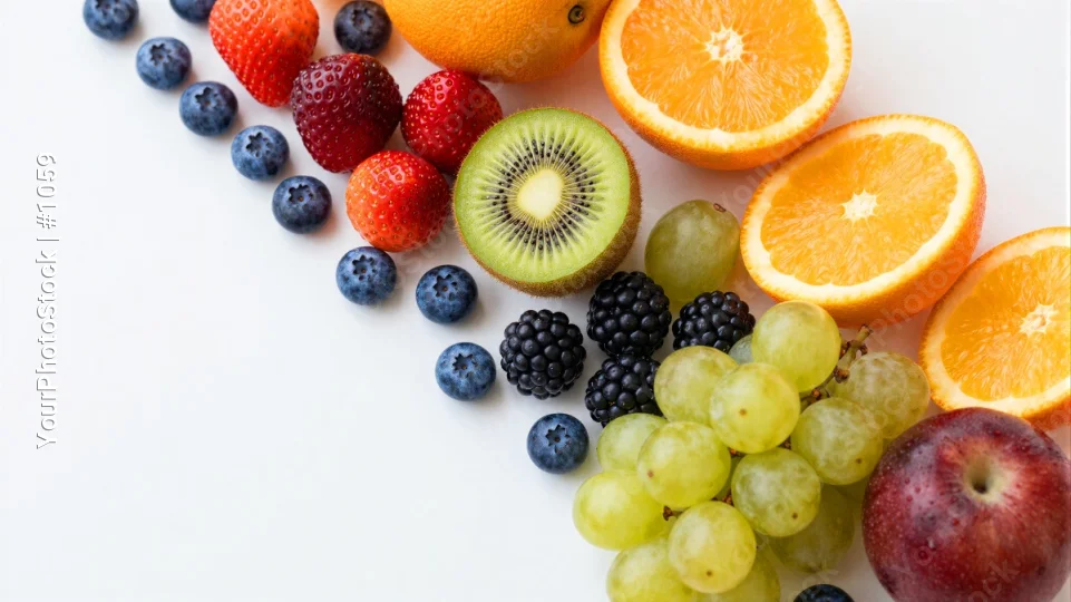 Fresh Fruits Flat Lay Arrangement assorted colorful