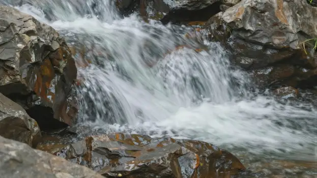 Waterfall in the rocks, nature movement fluid