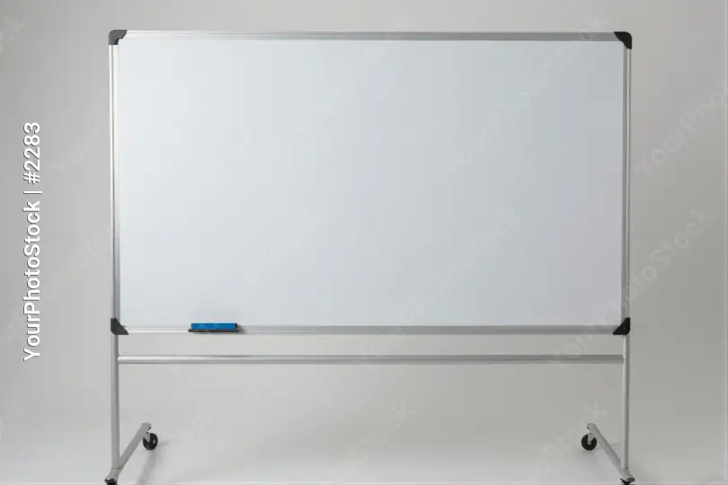 Whiteboard on Metal Frame with Blue Marker wheel