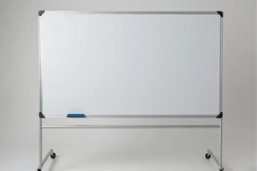 Whiteboard on Metal Frame with Blue Marker wheel