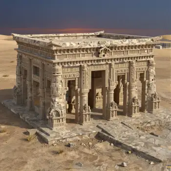 Ancient Temple in Desert stone carvings hieroglyphics