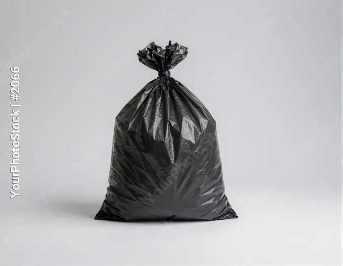 Black Garbage Bag on White Background plastic bag recycle