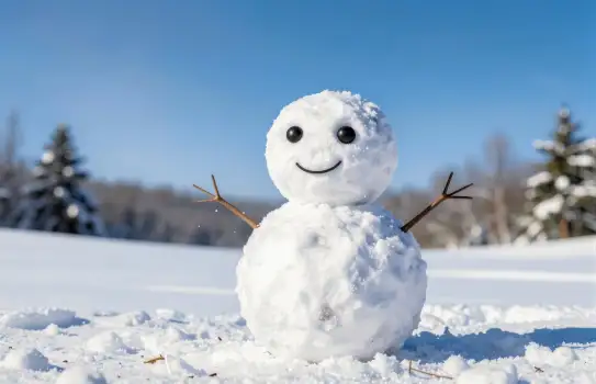 Snowman with Smiley Face in Snowy Landscape christmas character