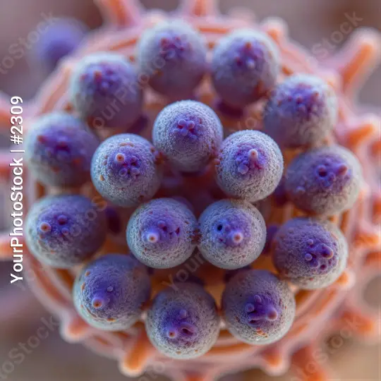 Microscopic Purple Cells Arranged in Circle microscope