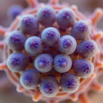 Microscopic Purple Cells Arranged in Circle microscope