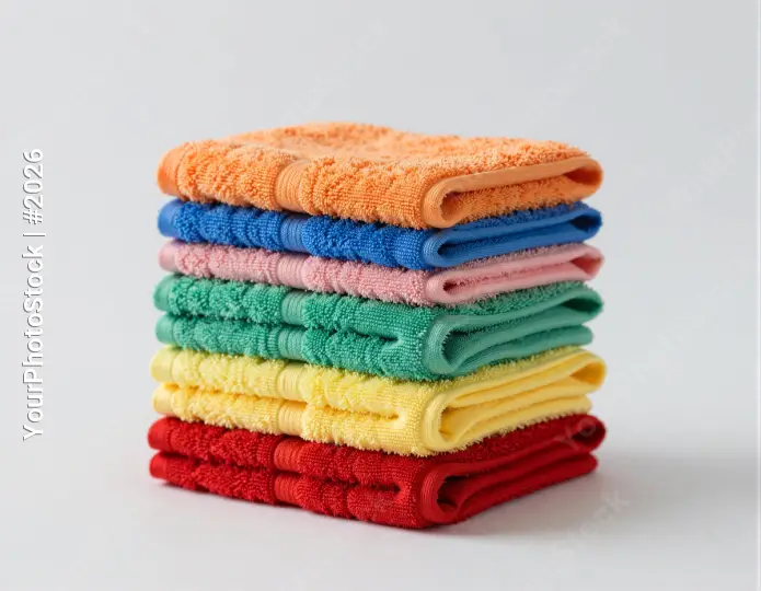 Colorful Folded Towels Stack bright colors textured fabric