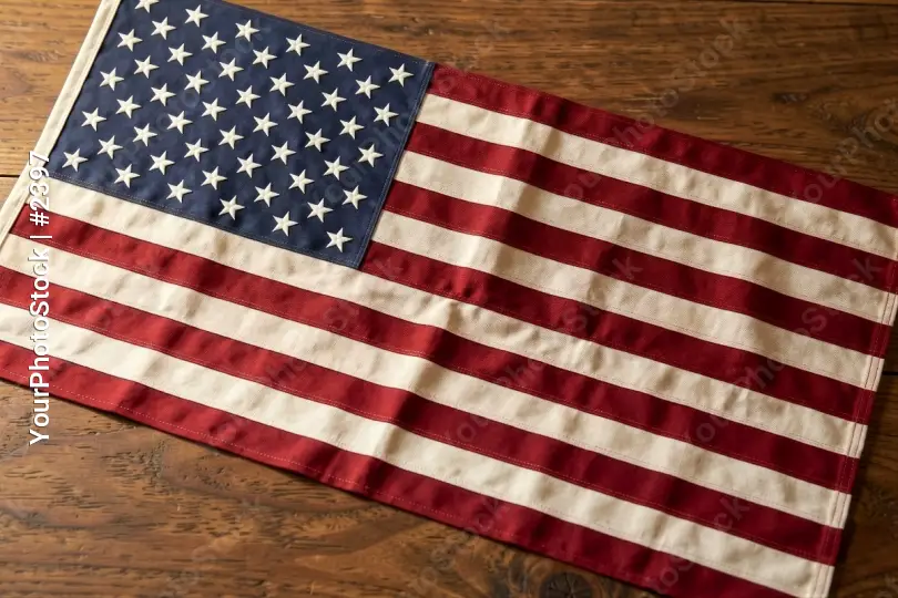 American USA Flag on Rustic Wood patriotic historical