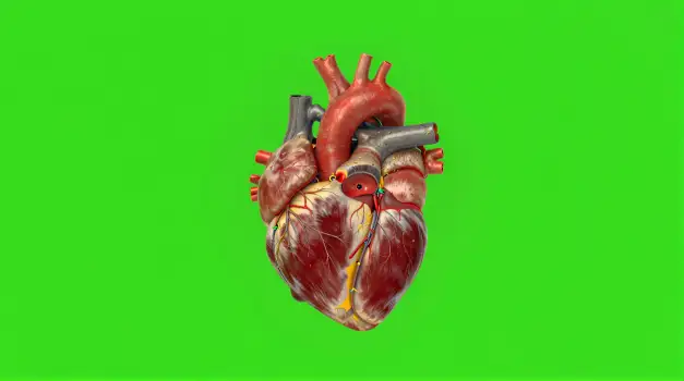 3D Rendered Human Heart with Valves and Vessels
