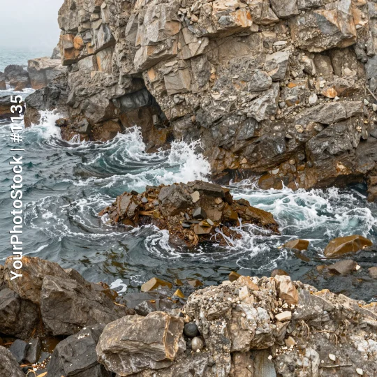 Dramatic Rocky Coastline with Waves crashing waves