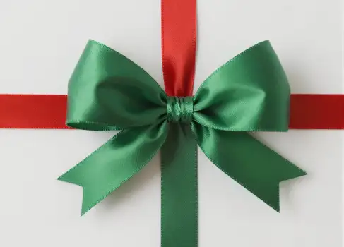 Green Satin Bow Gift Box satin ribbon red vibrant