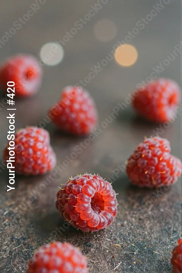 Ripe Raspberries on Dark Grey Surface fresh vibrant