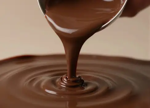 Hand Pouring Melted Chocolate into Water indulgence