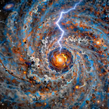 Spiral Galaxy with Lightning Strike digital art